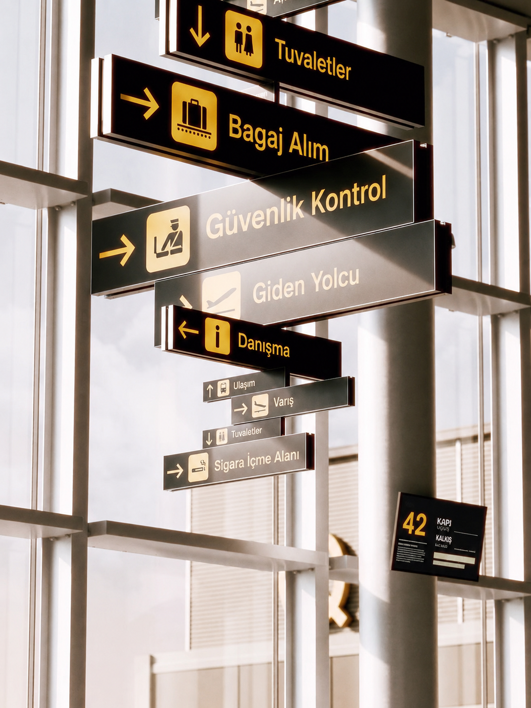 tüm yolcu transfer istasyonları için askı yön tabelası